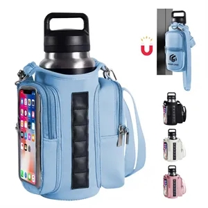 Custom Logo Water bottle carrier magnetic gym bag with phone pocket