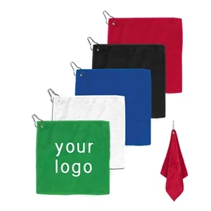 Custom Logo Custom Square Microfiber Golf Towel With Grommet And Hook