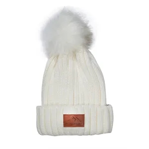 Leeman Knit Beanie With Fur PomPom