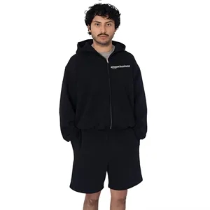 Custom Logo Mid-Weight Crop Zip Hoodie