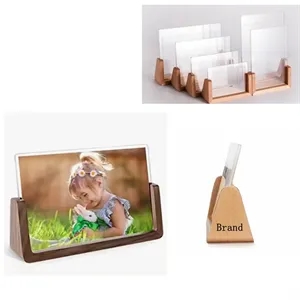 Clear Acrylic Cover Photo Wooden Base Frame