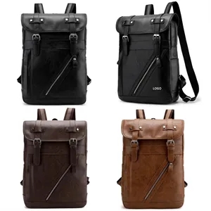 Executive PU Leather Laptop Backpack with Custom Logo