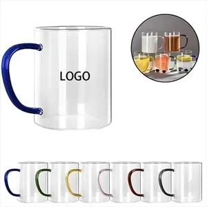 Colored Handle Glass Mug