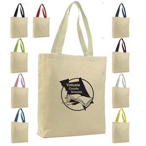 Cotton Canvas Tote with color handles