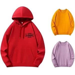 Custom Logo Cotton-Blend Fleece Hooded Crewneck Sweatshirt