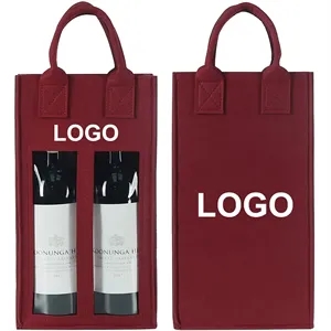 Felt Double Wine Bag with Window Reusable Tote Custom Logo