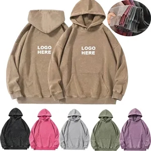 Custom Logo Custom Vintage Wash Sweatshirt Streetwear Hoodie
