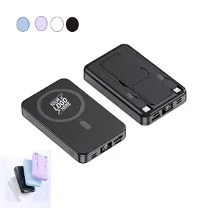 Custom Logo 10000mAh Power Bank Fast Chager with Built in Cables