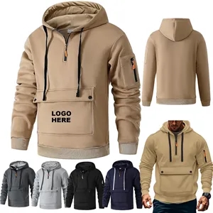 Custom Logo Quater Zip Up Pullover Sweatshirt Tactical Hoodies For Men
