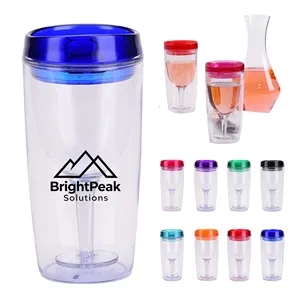 10 Oz Double Wall Wine Tumbler Cup with Lid