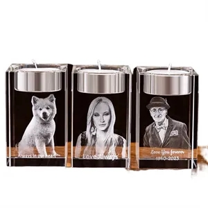 Custom Crystal Candle Holder with Laser Engraved Photo