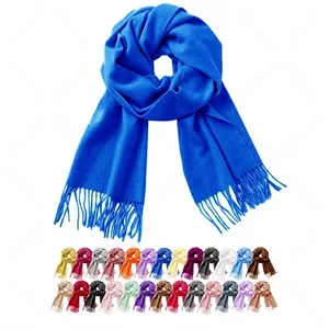 Custom Logo Unisex Plain Solid Color Winter Scarf Cashmere Feel Soft