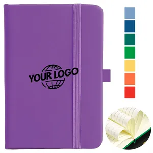 Custom Logo A5 PU Leather Ruled Notebook Journal with Elastic Strap