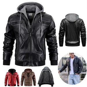 Custom Logo Men's Vintage Leather Coat Motorcycle Bomber Jacket