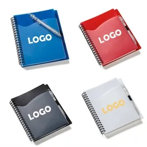 Custom Logo Promotional Polypro Notebook With Clear Front Pocket