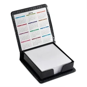 Leatherette Flip-Top Calendar Box with White Note Paper