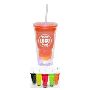 16oz Halloween Glowing Skull Straw cup
