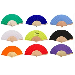Customized Foldable Fabric Bamboo Hand Fan for Women