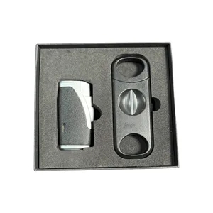 Visol Cigar Cutter & Lighter Gift Set (VSET436-LAHAINA-BK)