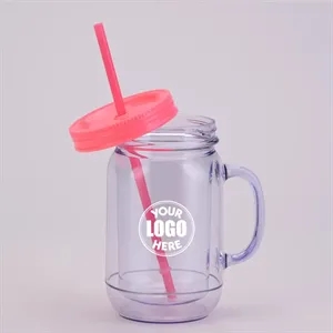 22oz Double Wall Mason Jar with Straw