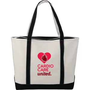 Custom Logo Baltic 24oz Cotton Canvas Tall Zippered Tote