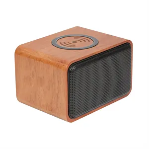 Custom Logo Wood Bluetooth Speaker with Wireless Charging Pad