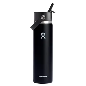 Custom Logo Hydro Flask® Wide Mouth w/ Flex Straw Cap 24oz