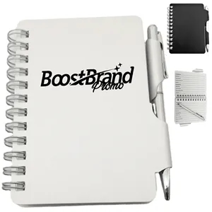 Custom Logo Spiral Notebook with Integrated Pen