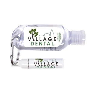 2 oz Tottle Antibacterial Sanitizer W/Carabiner + Clip Balm