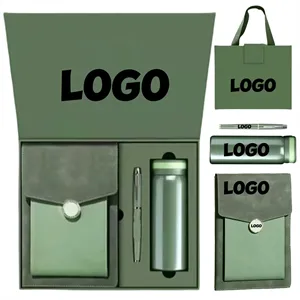Gift Set With Notebook In PU Cover Pen And thermos cup