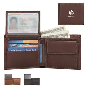 Birthday men's pocket RFID blocking slim real leather wallet