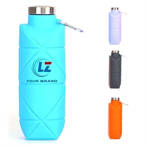 Custom Logo 23OZ.Food-Grade Silicone Shockproof Folding Water Bottle