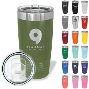 Custom Logo Polar Camel Stainless Steel 20 oz Ringed Tumbler w/Slide Lid