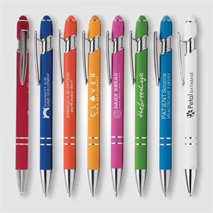Custom Logo Ellipse Softy Brights w/Stylus - Laser Engraved - Metal Pen