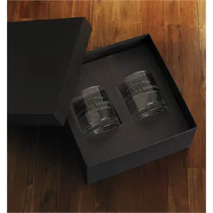 Etched 2-Piece Rocks Glass Set