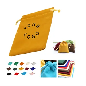 Flocked Drawstring Jewelry Pouch Four By Five Inch Washable