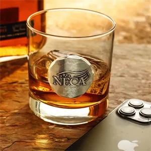 Round Rocks Glass with Metal Medallion