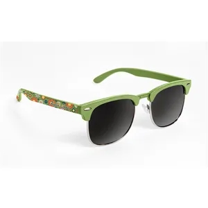 Custom Logo Club Sunglasses Solid Color Frame and Full Outer Arm Decor