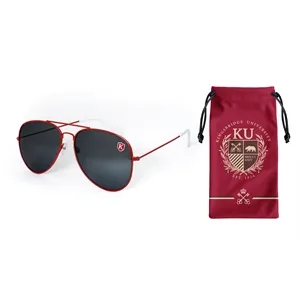 Custom Logo Solid Color Frame with Full-Color Pouch Aviator Sunglasses