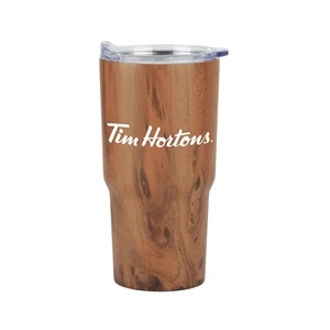 Contoured 20 oz. Wood Tone Stainless Steel Tumbler