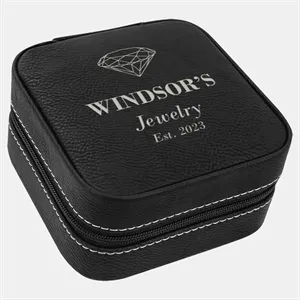 Leatherette Travel Jewelry Box with Black Lining