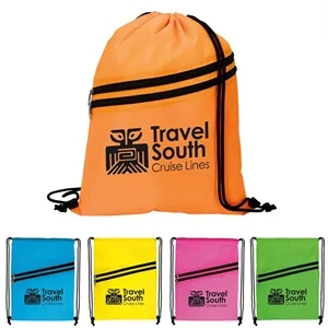 Good Value™ Neon Multi-Zippered Drawstring Backpack