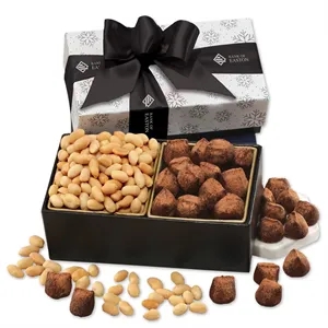 Cocoa Dusted Truffles & Virginia Peanuts in Snowflake Box