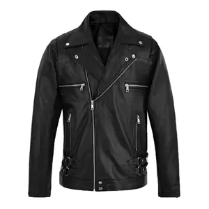 Custom Logo Men's Premium Biker Leather Jacket