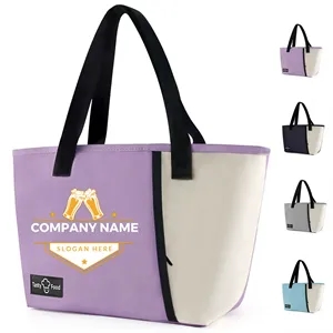 Custom Logo 8-Can Color-Block Insulated Lunch Tote Cooler