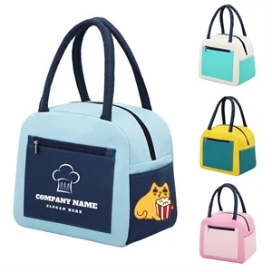 Custom Logo 6-Can Color-Block Insulated Lunch Bag with Front Pocket
