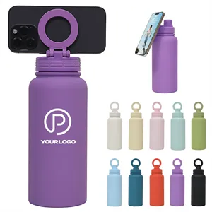 Custom Logo 34 oz insulated water bottle with magnetic phone mount