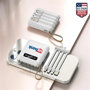 Custom Logo 5000mAh Power Bank with Built-In Cables
