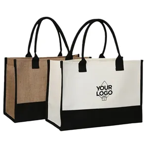 Personalized Initial Jute/Canvas Beach Bag