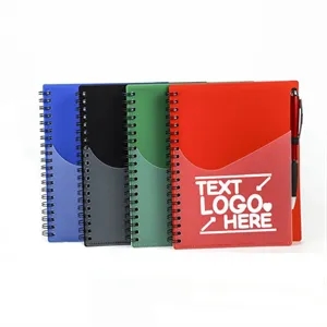 Custom Logo Polypro Notebook With Clear Front Pocket